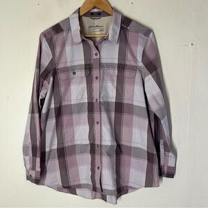 Eddie Bauer Shirt Performance Outdoor Hiking Button Down Camp Shirt Womens Large